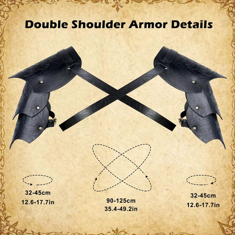 Leather Shoulder Armor Dope With Dual Pauldrons, Bracers Vambrace, And Medieval Ring Belt for LARP Cosplay Men details