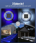 Solar Dock Lights Outdoor 12 Pack Waterproof LED Pathway Lights Dual Color Blue And White lighting up driveway and walkway