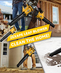 Cordless Leaf Blower With Brushless Motor, 480 CFM, Six Speed Settings Up To 130 MPH in use for lawn care and yard cleanup