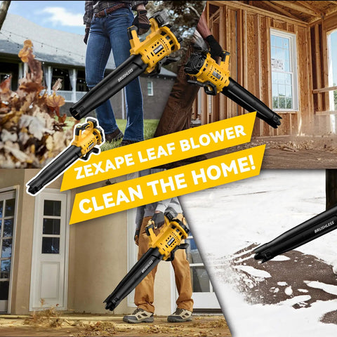 Cordless Leaf Blower With Brushless Motor, 480 CFM, Six Speed Settings Up To 130 MPH in use for lawn care and yard cleanup