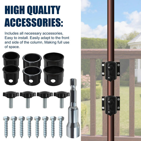 American Made Full Aluminum Non-Rust Deck Umbrella Mount with screws and accessories, Easy Install, Weatherproof, Black