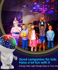 Kids Night Light Astronaut Star Projector With Energy Halo And 360 Degree Rotation, Silent Operation, children enjoying stars