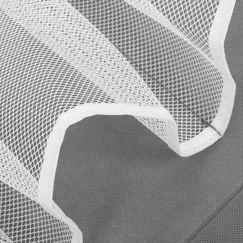 Close-up of the mesh fabric used in Compact Mesh Shoe Storage Hangs Beside Bed With 4 Hooks For RV Camper And Home.