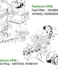 Diagram detailing replacement parts for Fresh Golf Cart Tune Up Kit For Club Car Ds Gas Carts With Fe290 Fe350 Engines.