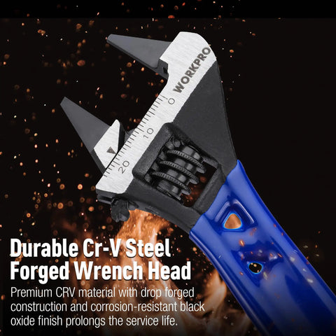4 Inch Thin Jaws Stubby Adjustable Wrench With Wide Opening And 2Mm Slim Jaws For Tight Spaces CRV Steel With Black Oxide Finish