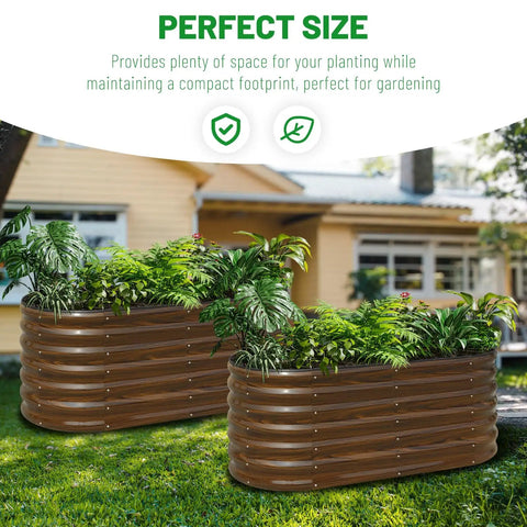 Galvanized Steel Raised Garden Bed Kit 2 Pack 4x2x2 Feet Metal Planter Box for Veggies Flowers and Herbs with plants