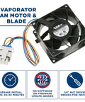 Refrigerator Evaporator Fan Motor WR60X26866 WR60X26033 Replacement with wiring and installation details shown