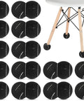 40 Pack Precut Tennis Balls For Furniture Legs And Floor Protection shown on chair legs, black slip-on covers.