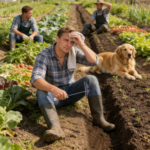Farmer holding Manual Garden Sickle Weeding Tool Built For Tough Weeds And Grass Cut A Real Workhorse in a vegetable field