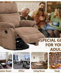 Comfy Brown Corduroy Rocking Chair With 360 Swivel And Gentle Rock in a living room setup, showing adjustable backrest.