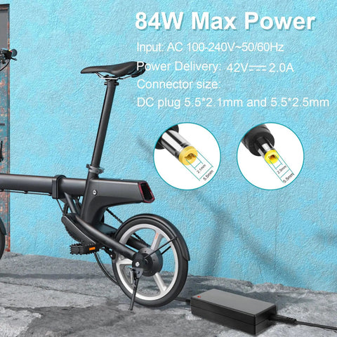 Fast 42V 2A Electric Scooter Charger For 36V 10S Lithium Ion Batteries With 5.5mm x 2.5mm Plug, Quick Charge Adapter Compatible With S2 Pro, S2 Lite, Gotrax GXL V2, G2, G3, G4, Apex, Glider, XR Elite, XR Ultra