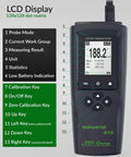 Industrial-Grade Coating Thickness Gauge With External Probe For Marine And Steelwork, Measures 0-197 mil (0-5000 microns) Fe And 0-120 mil (0-3000 microns) NFe, 0.001 mil Resolution, Factory, Zero, And Multi-Point Calibration, PC Connectivity. LCD screen and control keys