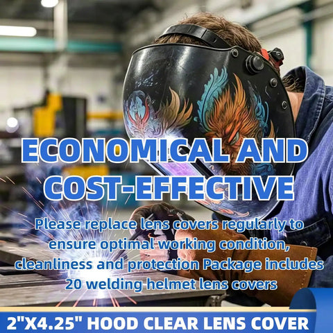 Top Tier Clear Welding Helmet Cover Lenses 20 Pack 2X4.25 Inch Optical Grade Polycarbonate for improved visibility during welding.