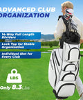 Person carrying TLock Golf Cart Bag With 14 Way Organizer Full Length Divider Top Rigid Inner Shell No Clatter Cart Bag.