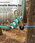 Stainless Port-A-Wrap Arborist Rigging Tool For Tree Work attached to tree, showing versatile mounting with rope up to three quarters inch.