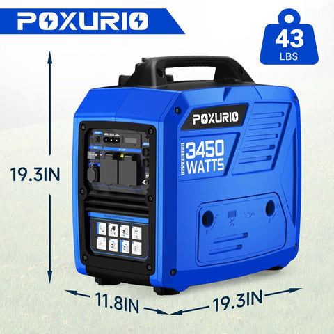 3450 Watt Portable Inverter Generator For Camping And RV Use With A 1.6 Gallon Gas Tank For Up To 8.3 Hours Runtime, blue, 19.3in x 11.8in