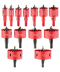 dashap 13-piece bi-metal hole saw kit with drill bits; red set, diameters 3/4 to 3 inches