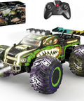 Rugged Dino Theme RC Monster Truck For Kids Ages 4 To 12 Blazing 20kmh Speed with remote and box