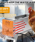 Keep Your Flock Comfortable All Winter Long With This 1.5 Gallon Heated Chicken Waterer with temperature control for thawed water.