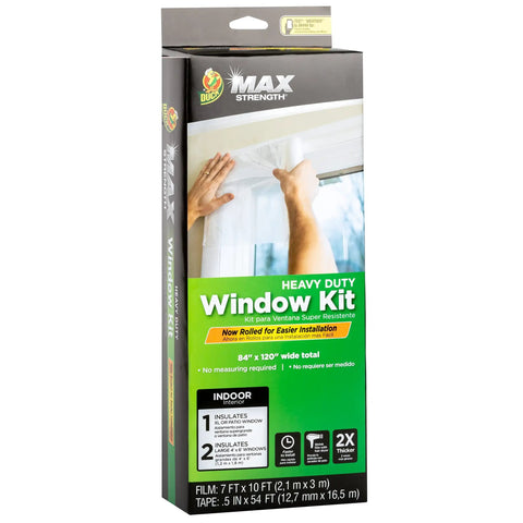 Max Strength Window Insulation Kit For Winter Drafts, Heavy Duty Shrink Film Insulator, Easy Install Fits Patio Doors And Large Windows, Indoor Installation With Tape, Clear 84 By 120 Inches, 1 Pack