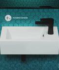 Voltaire Sleek Wall Hung Sink In Glossy White With Space Saving Wall Mount Modern Minimalist Bathroom Fixture Scratch Resistant Ceramic