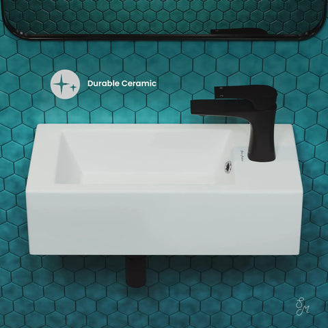 Voltaire Sleek Wall Hung Sink In Glossy White With Space Saving Wall Mount Modern Minimalist Bathroom Fixture Scratch Resistant Ceramic