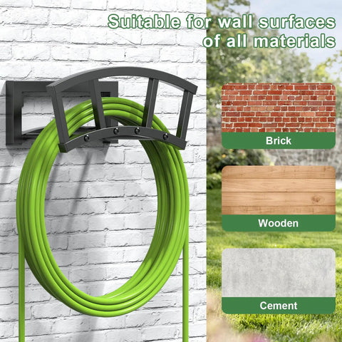 Wall Mounted Garden Hose Holder For Outdoor Use Built To Last Heavy Duty Metal Hose Organizer That Holds Up To 125 Feet Of Hose