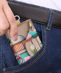 Slim PU Leather Key Wallet For Men And Women, car key organizer, in pocket, colorful design, travel, RV camping, everyday carry