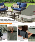 Heavy Duty Waterproof Outdoor Swivel Patio Chair Covers Set Of 2 Keeps Cushions Dry, Fits 30W X 34D X 38H Inches, Grayish Green, All Weather Protection