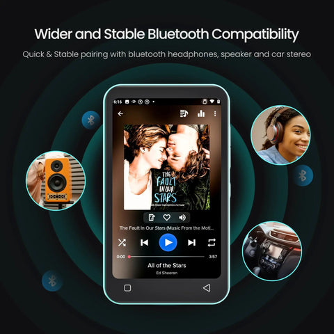 Kids MP3 Player With Bluetooth 80GB, Preloaded Spotify And Spotify Kids, Audible, WiFi MP4 Music Player, Bluetooth devices, Blue