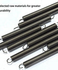 Heavy Duty 2 Pc Tension Springs With Open Hooks Pullback Force Wire Spring For Mechanical Repairs Durable Steel Extension Pieces, close-up view.