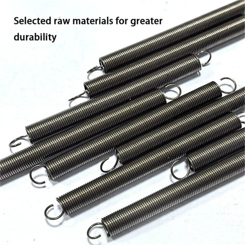 Heavy Duty 2 Pc Tension Springs With Open Hooks Pullback Force Wire Spring For Mechanical Repairs Durable Steel Extension Pieces, close-up view.
