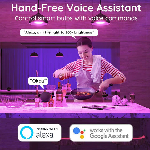 Smart BR30 Flood Light Bulbs 1600 Lumens Dimmable RGBWW Color Changing LED Bulbs with WiFi Bluetooth in kitchen with Alexa control
