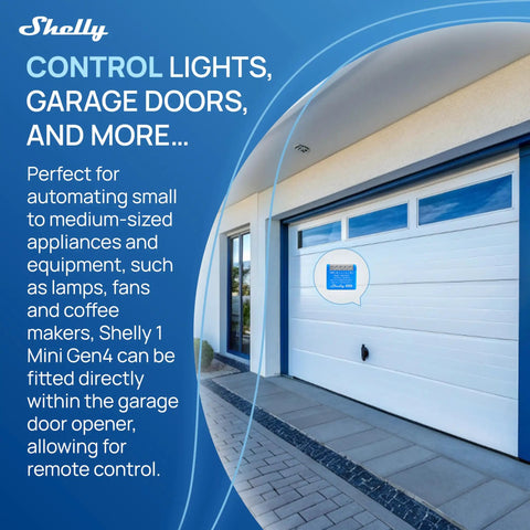 Gen4 Smart Relay Switch 1 Channel 8A With WiFi, Zigbee and Matter, Dry Contacts, 2 Pack, installed in garage door setup
