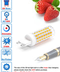 No Flicker G9 LED Bulbs 6W Dimmable 2700K Soft Warm White 600LM 360 Degree Beam with pen and strawberries