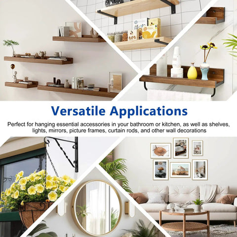 Do It All 170Pcs Drywall Anchors And Screws Kit for versatile applications, showing shelves, mirrors, and wall decor setups.