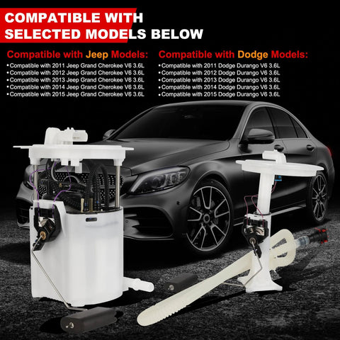 Electric Fuel Pump Module Assembly With Sending Unit For Jeep Grand Cherokee And Dodge Durango 2011-2015 in front of car