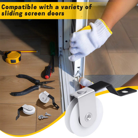 Four Piece Spring Tension Screen Door Rollers Replacement Sliding Patio Door Wheels Fits B638 B687 B639 with nylon wheel and metal hardware