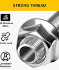 Close-up view of M10 Serrated Flange Hex Nuts, 50 Pack, 304 Stainless Steel, Hex Drive, showcasing strong thread and corrosion resistance.