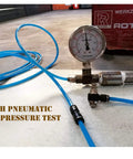 1/4 Inch Air Line Fittings Straight Push To Connect Air Hose Fittings testing setup with pressure gauge in industrial setting