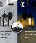 2 Pack Dusk To Dawn Outdoor Wall Mount Light Fixtures With Clear Glass In Black Finish Exterior Garage Lighting High Sensitivity Photocell Sensor For Auto On At Night And Off At Day Weatherproof No Fuss Install