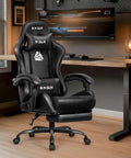 Racing Style Gaming Chair With Pull-Out Footrest And Lumbar Support, High Back Ergonomic Leather Desk Chair in game room