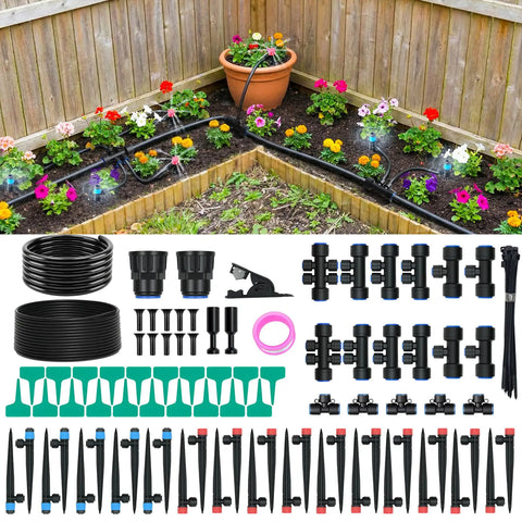 Upgraded 2026 Automatic Drip Irrigation Kit with quick connect PE tubing and 30 adjustable emitters for garden setup