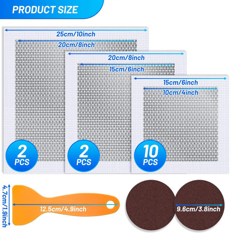 14 Piece Drywall Repair Kit With Aluminum Mesh Patches Including 10 Inch 8 Inch And 4 Inch Holes Heavy Duty Self Adhesive