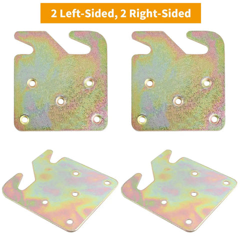Top Shelf Galvanized Bed Rail Hook Plates And Tight Fitting Brackets For Hardcore Daily Grind Solid Bed Frame Mounting Hardware With Screws Included, 2 left-sided and 2 right-sided clips.