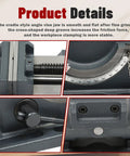 Close-up of 3 Inch Drill Press Vise With 0 To 90 Degree Tilting Angle Iron Cradle Style Clamp, detailing jaw and angle scale.
