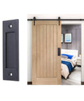Sliding Barn Door Finger Pull Black, 6 Inch Solid Steel Flat Bottom Handle With Self Tapping Screws, Easy to Install