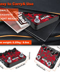Beefy Metal Distortion Guitar Pedal With True Bypass High Gain Clarity Muff Top Boost Earphone Output shown in bag