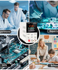 Adjustable DC Power Supply Benchtop 0 To 32V 0 To 10A with Digital Display used in lab, repair, DIY, and classroom settings.