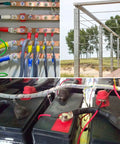 Battery Powered Hydraulic Crimping Tool With 8 Ton Force, Sick Electric Cable Crimper Kit Featuring nine die sets for 12 AWG to 2/0 AWG lugs. Wiring connections and battery systems.
